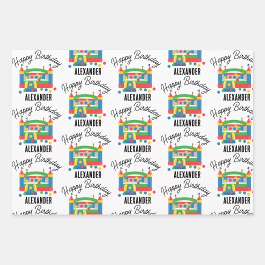 Bounce House Jumping Castle Ball Kids Name Geschenkpapier Set (Vorderseite 3)