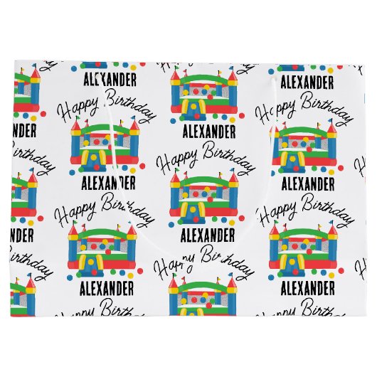 Bounce House Jumping Castle Ball Kids Name Große Geschenktüte (Rückseite)