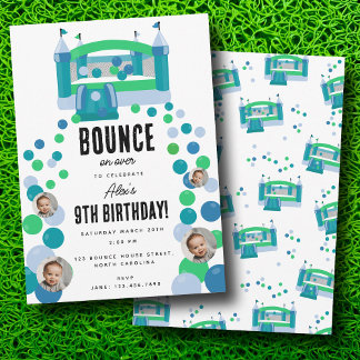 Bounce House Jumping Castle Boys Foto Geburtstag Einladung