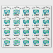 Bounce House Jumping Castle Geburtstag Name Kinder Geschenkpapier (Flach)