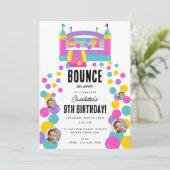 Bounce House Jumping Castle Girls Foto Geburtstag Einladung (Stehend Vorderseite)