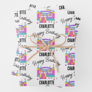 Bounce House Jumping Castle Girls Geburtstagsparty Geschenkpapier Set