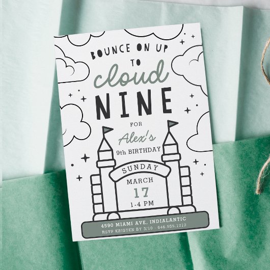 Bounce House Kids 9. Geburtstagsparty Einladung