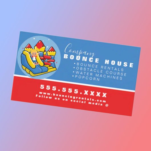 Bounce House Logo Party Miete Red Blue Visitenkarte