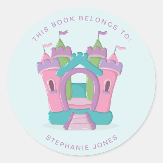 Bounce House Party Dieses Buch gehört Runder Aufkleber (Vorderseite)