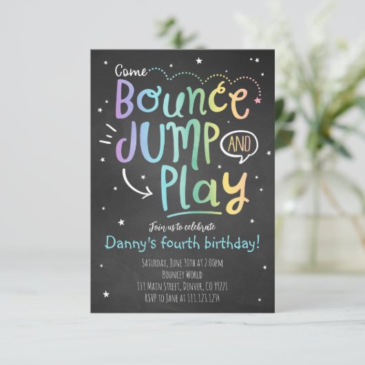 Bounce Jump and Play Birthday Party Einladung (Stehend Vorderseite)