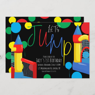 Bounce Jump Kindergeburtstag Party Dots Balloons Einladung