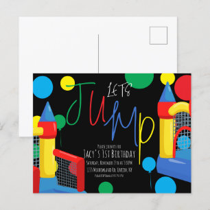 Bounce Jump Kindergeburtstag Party Dots Balloons Postkarte