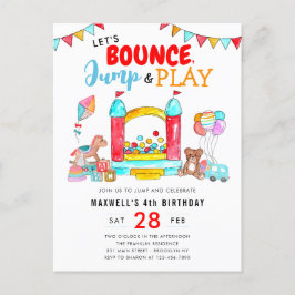 Bounce Jump Play Kids Trampolin Park Geburtstag Postkarte