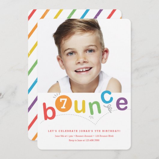 Bounce modernes Kindergeburtstag Party Einladung (Vorne/Hinten)