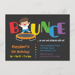 Bounce Trampolin Jungen Geburtstags-Einladungen Einladung