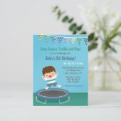 Bouncing auf Trampolin Kindergeburtstag Party Einladung (Stehend Vorderseite)