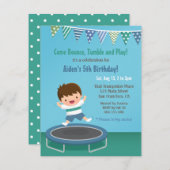 Bouncing auf Trampolin Kindergeburtstag Party Einladung (Vorne/Hinten)
