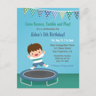 Bouncing auf Trampolin Kindergeburtstag Party Einladung