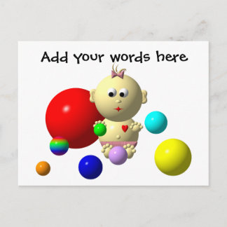 BOUNCING BABY GIRL MIT 8 BALLS POSTKARTE