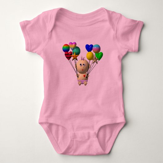 BOUNCING BABY MIRL MIT 10 BALLOONS BABY STRAMPLER (Vorderseite)