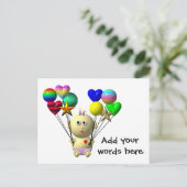 BOUNCING BABY MIRL MIT 10 BALLOONS POSTKARTE (Stehend Vorderseite)