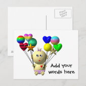 BOUNCING BABY MIRL MIT 10 BALLOONS POSTKARTE (Vorne/Hinten)