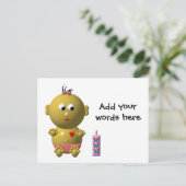 BOUNCING BABY MIRL MIT 1 FLASCHE POSTKARTE (Stehend Vorderseite)