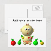BOUNCING BABY MIRL MIT 6 ÄPFeln Postkarte (Vorne/Hinten)