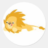 Bouncy Cartoon Lion Round Sticker (Vorderseite)