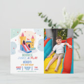 Bouncy Castle Birthday Party Jump Bounce House Einladung (Stehend Vorderseite)