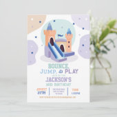 Bouncy Castle Birthday Party Jump Bounce House Einladung (Stehend Vorderseite)