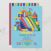 Bouncy Castle Birthday Party Jump Bounce House Einladung (Vorne/Hinten)