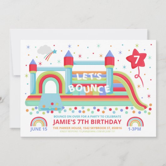 Bouncy Castle Party Einladung (Vorderseite)