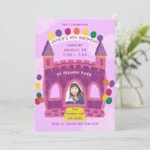 Bouncy House Lila Pink Kid's Birthday Party Einladung (Stehend Vorderseite)