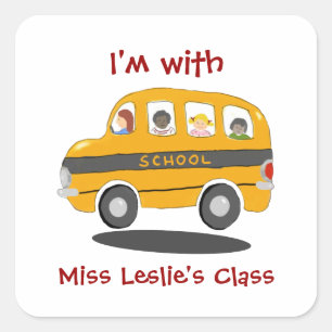 Bouncy School Bus Cusstom Identifikation Quadratischer Aufkleber