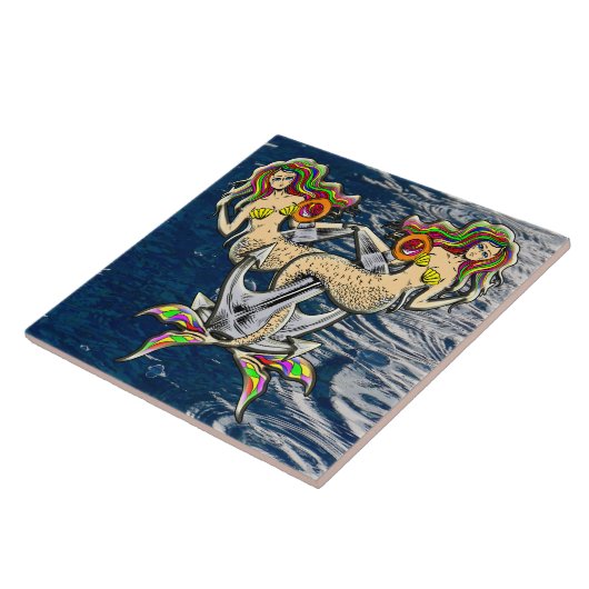 Bound Mermaids - Schönes Design für Meeresliebhabe Fliese (Seite)