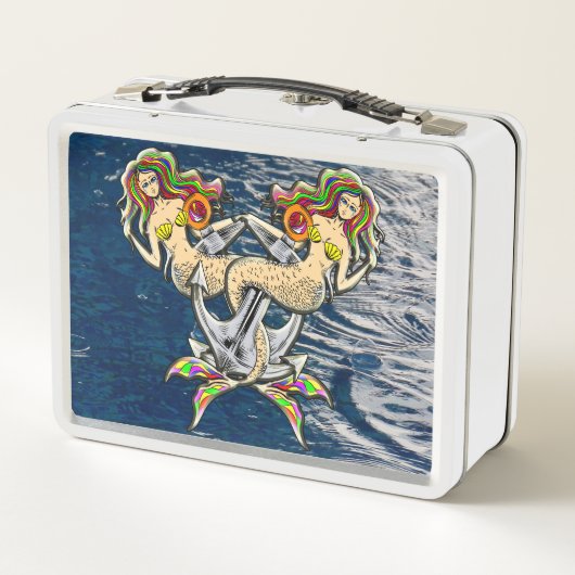 Bound Mermaids - Schönes Design für Meeresliebhabe Metall Brotdose (Rückseite)