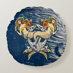 Bound Mermaids - Schönes Design für Meeresliebhabe Rundes Kissen
