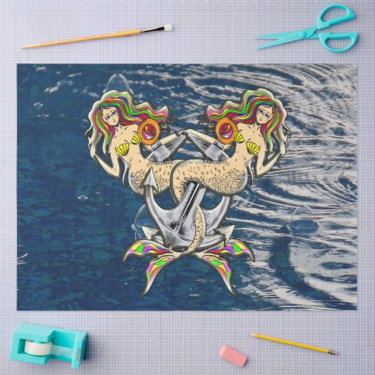 Bound Mermaids - Schönes Design für Meeresliebhabe Seidenpapier (Basteln)