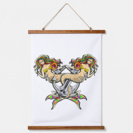 Bound Mermaids - Schönes Design für Meeresliebhabe Wandteppich Mit Holzrahmen