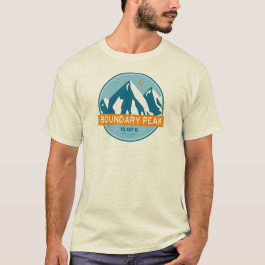 Boundary Peak Nevada Stars Moon T-Shirt (Vorderseite)