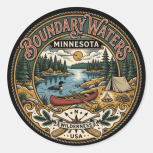 Boundary Waters Canoe Area Wilderness USA Runder Aufkleber