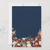Bounitful Garden Royal Blue Red Floral Quinceanera Einladung (Rückseite)