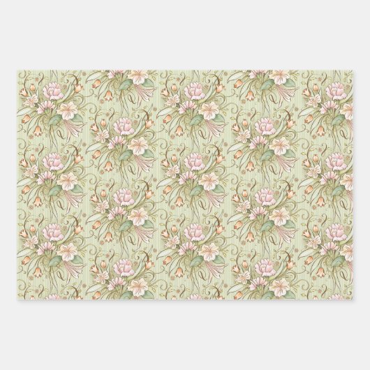 Bountiful Bouquet Olive Wrapping Paper Set 3 Geschenkpapier Set (Vorderseite)