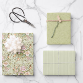 Bountiful Bouquet Olive Wrapping Paper Set 3 Geschenkpapier Set