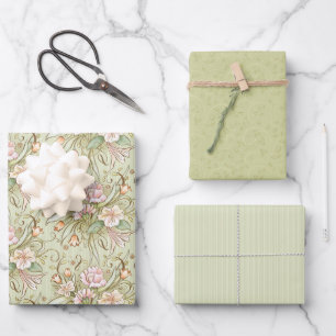 Bountiful Bouquet Olive Wrapping Paper Set 3 Geschenkpapier Set