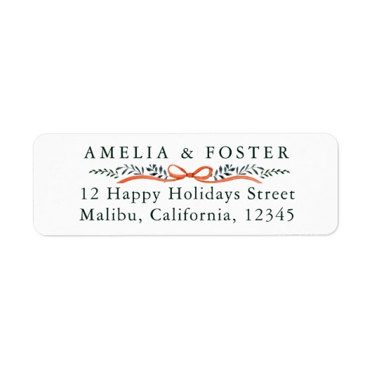 Bountiful Bow Border Christmas Rücksendeadresse (Vorne)