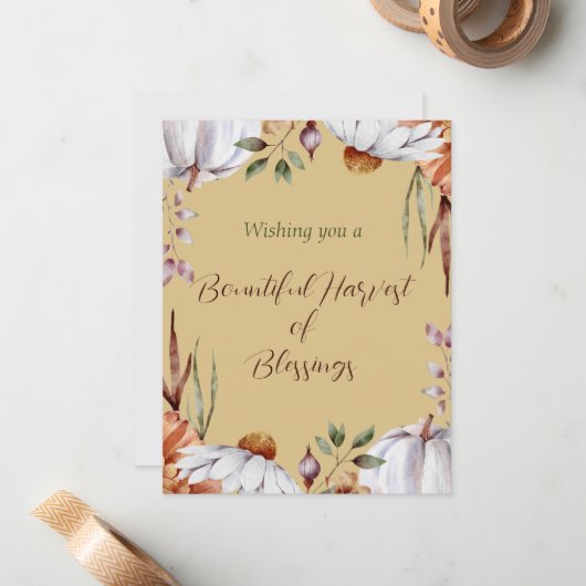 Bounty Harvest Erntedank Holiday Watercolor Mitteilungskarte (Vorderseite/Rückseite Beispiel)