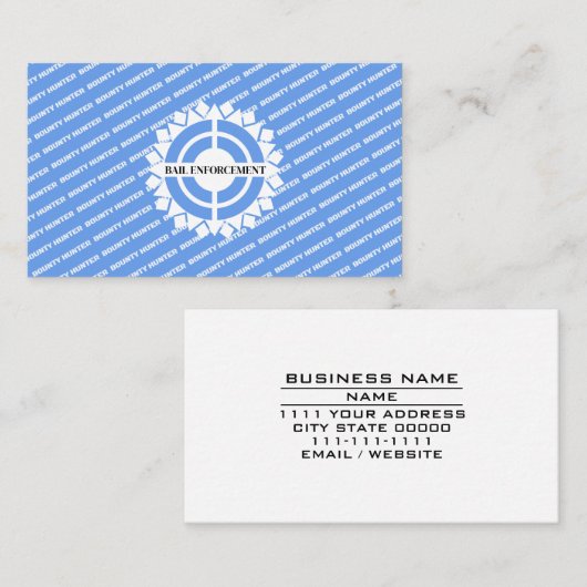 Bounty Hunter Bail Enforcement Erholung Agent Blue Visitenkarte (Vorne/Hinten)