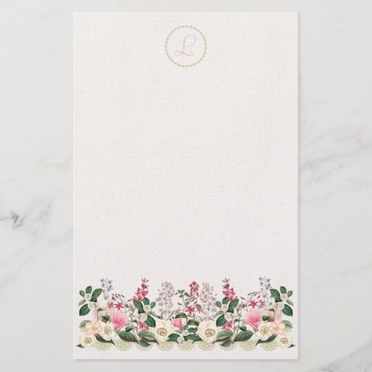Bountyful Garden Elegante Monogram Stationierung Briefpapier (Vorderseite)