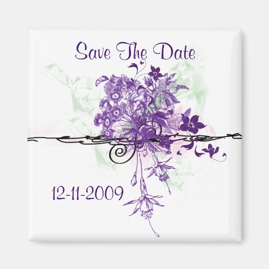 Bouquet Abstrakt Save the Date Magnet Square (Vorne)