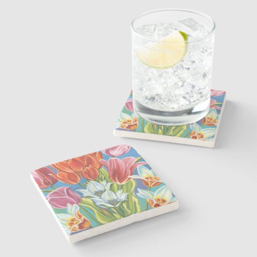 Bouquet an der Grenze III Steinuntersetzer (Seitenansicht)