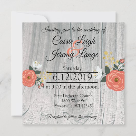 Bouquet auf dem Barnwood Square Einladung (Rückseite)