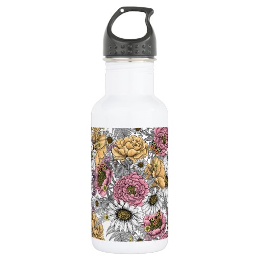 Bouquet aus Blume- Rose, Pfingsten, Molkereien Edelstahlflasche (Vorderseite)